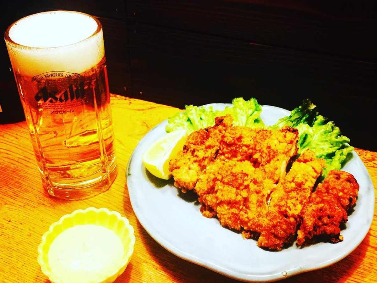 ビールと鶏の唐揚げ